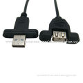 USB 2.0 A Male to A Female Panel Mount Cable with Screws